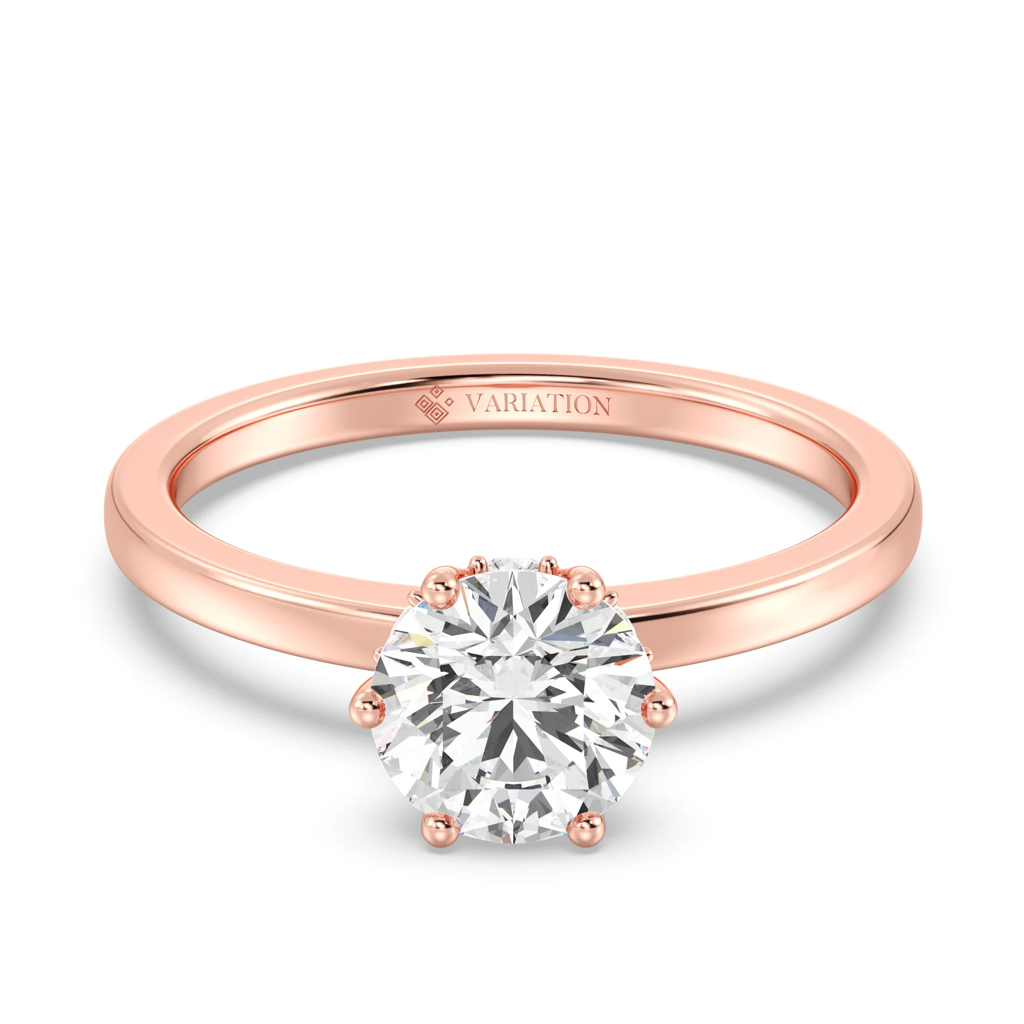 1 Carat Round Lab Grown Diamond Solitaire Ring with Hidden Halo in 18K Gold - Image 6