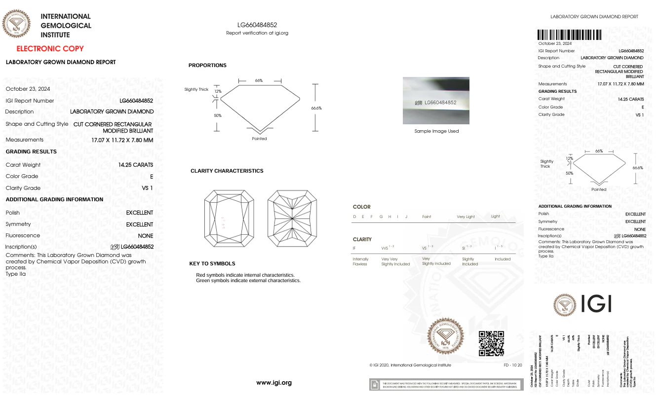 14.25 Carat Radiant Lab Grown Diamond, VS1/E - Image 2