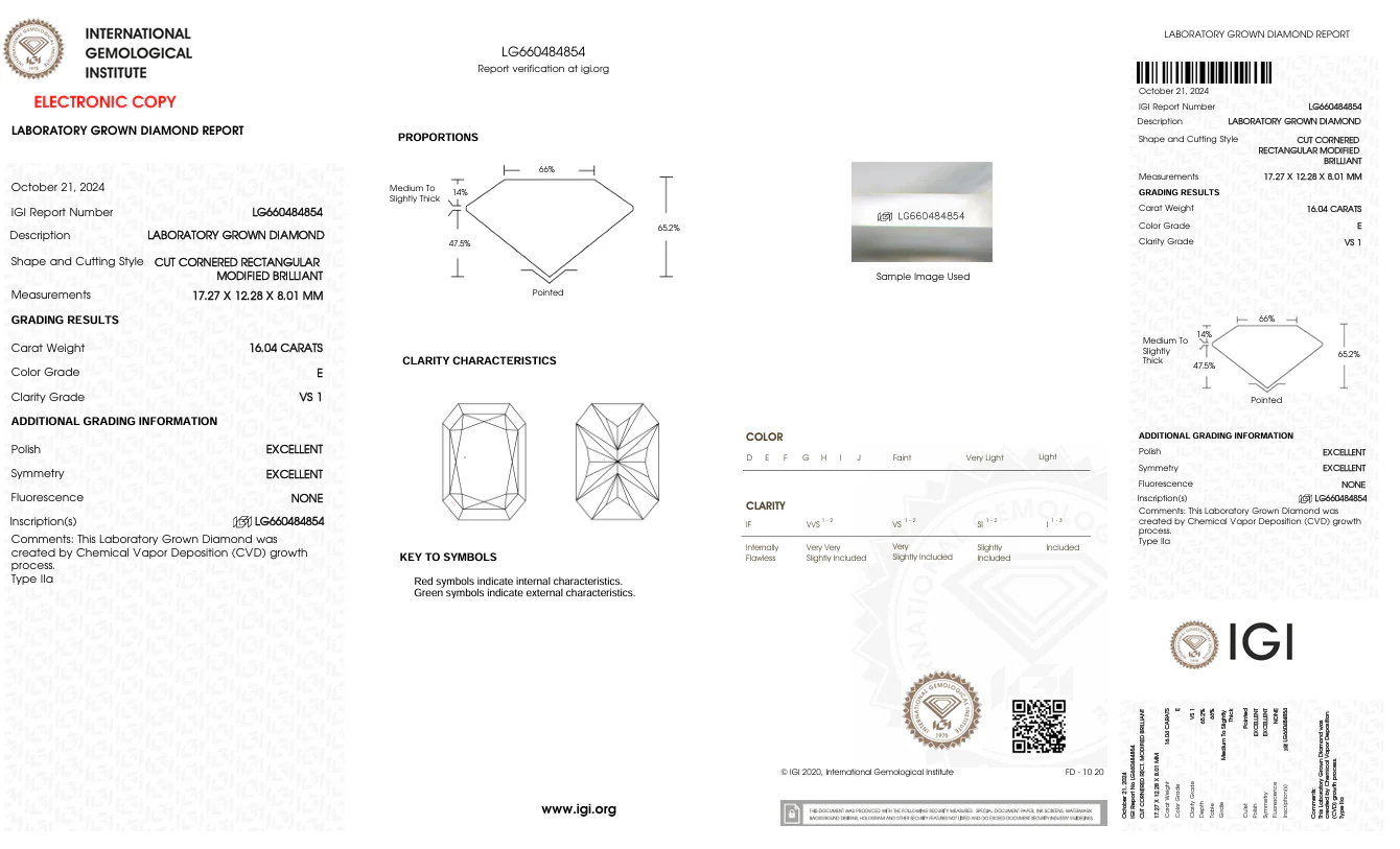 16.04 Carat Radiant Lab Grown Diamond, VS1/E - Image 2