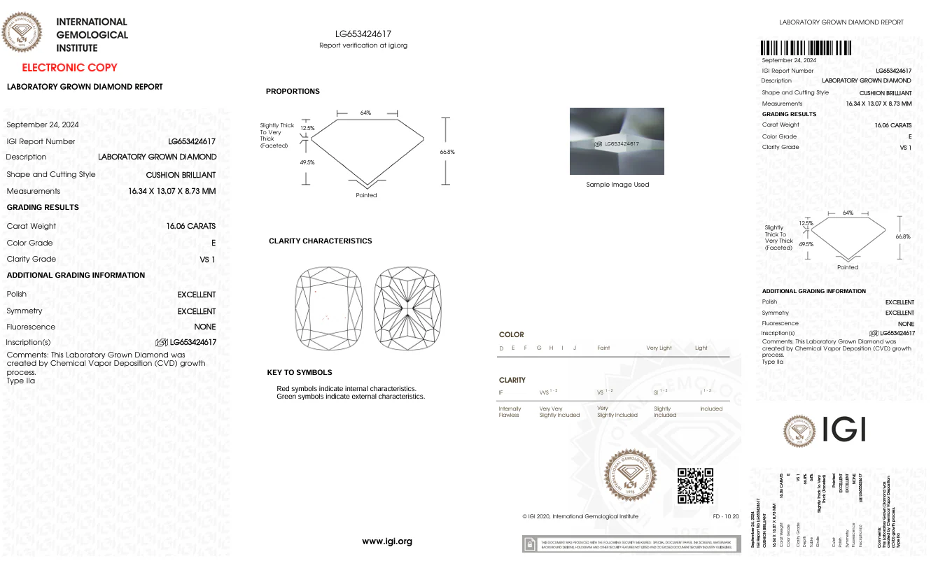 16.06 Carat Long Cushion Lab Grown Diamond, VS1/E - Image 2