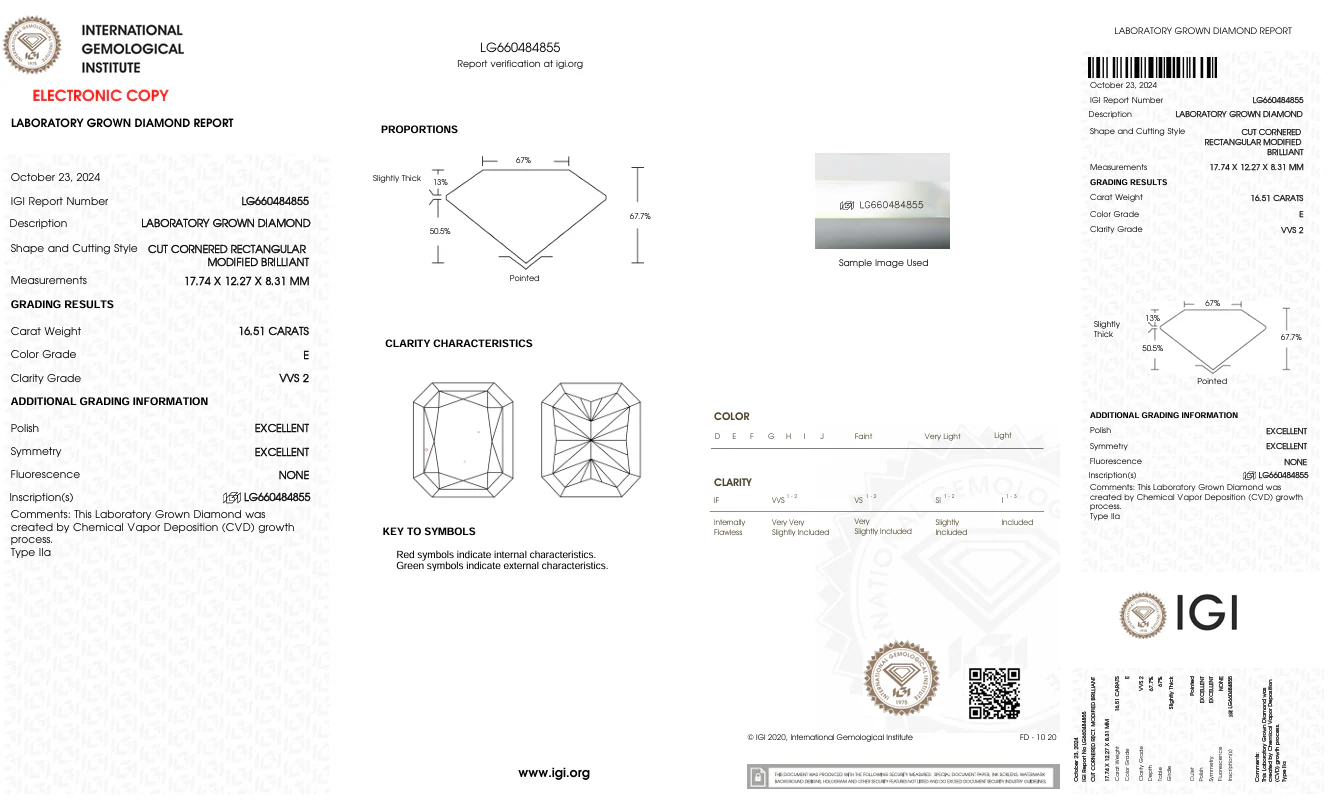 16.51 Carat Radiant Lab Grown Diamond, VVS2/E - Image 2
