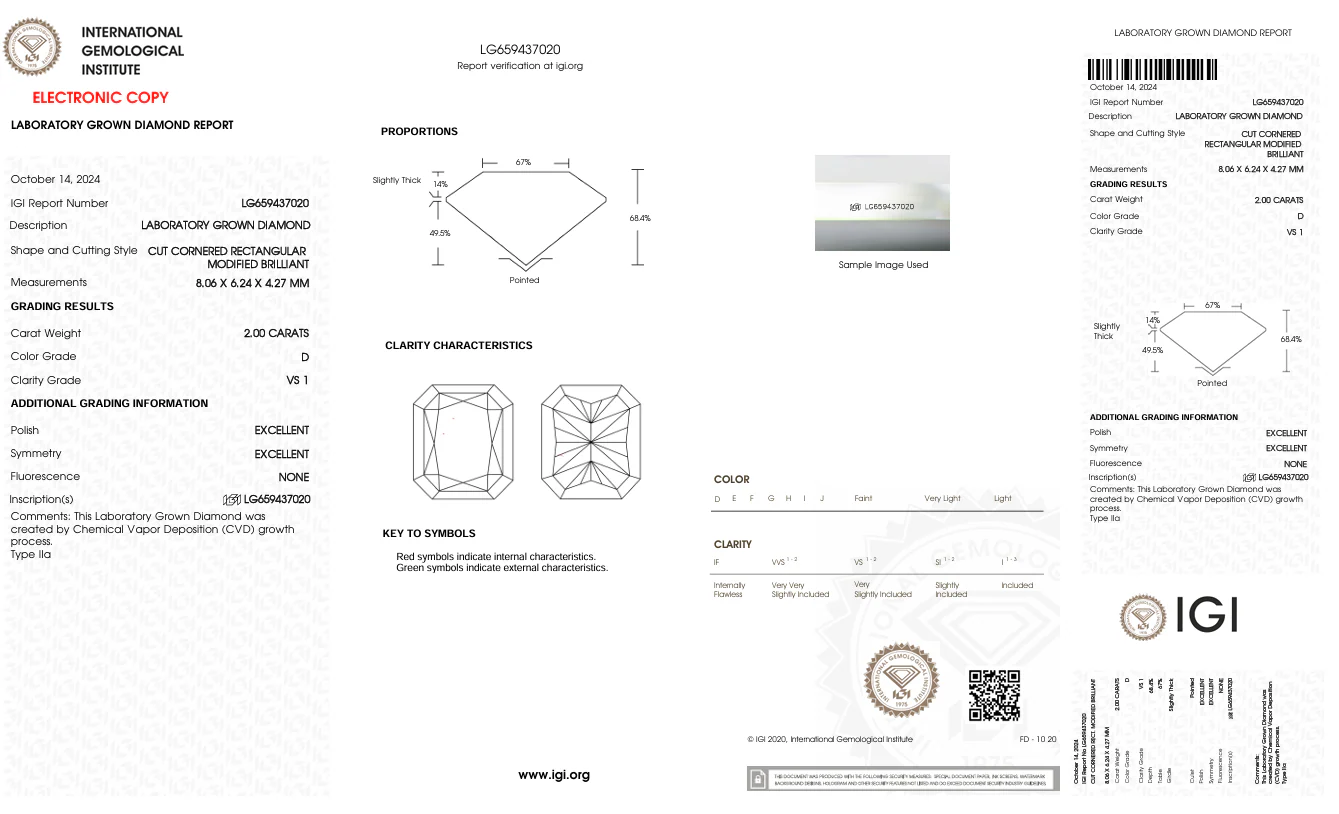 2.0 Carat Radiant Lab Grown Diamond, VS1/D - Image 2
