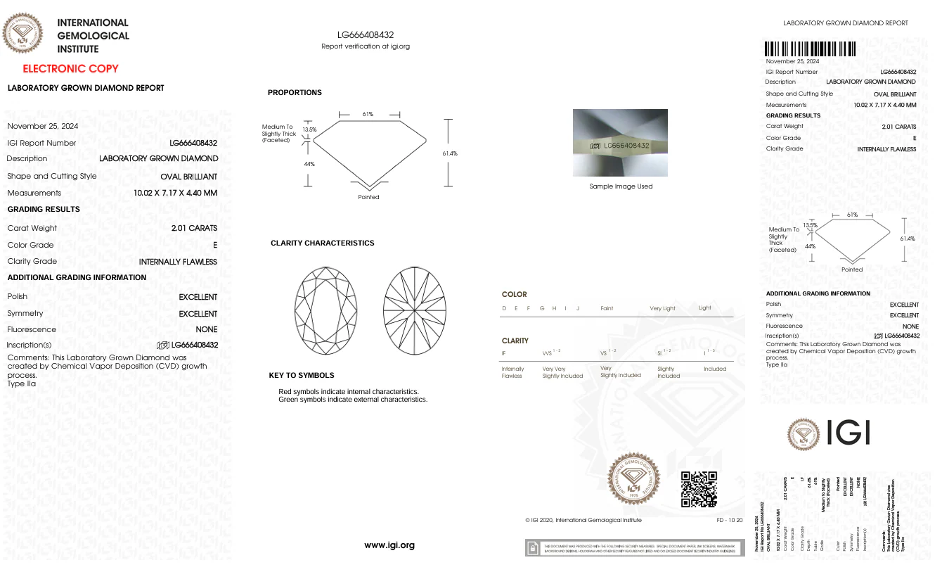 2.01 Carat Oval Lab Grown Diamond, IF/E - Image 2