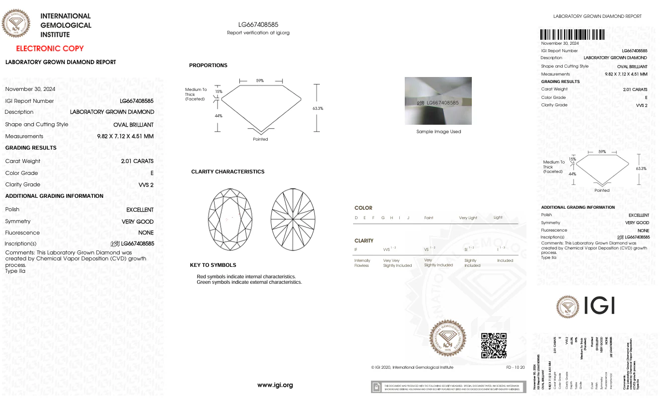 2.01 Carat Oval Lab Grown Diamond, VVS2/E - Image 2