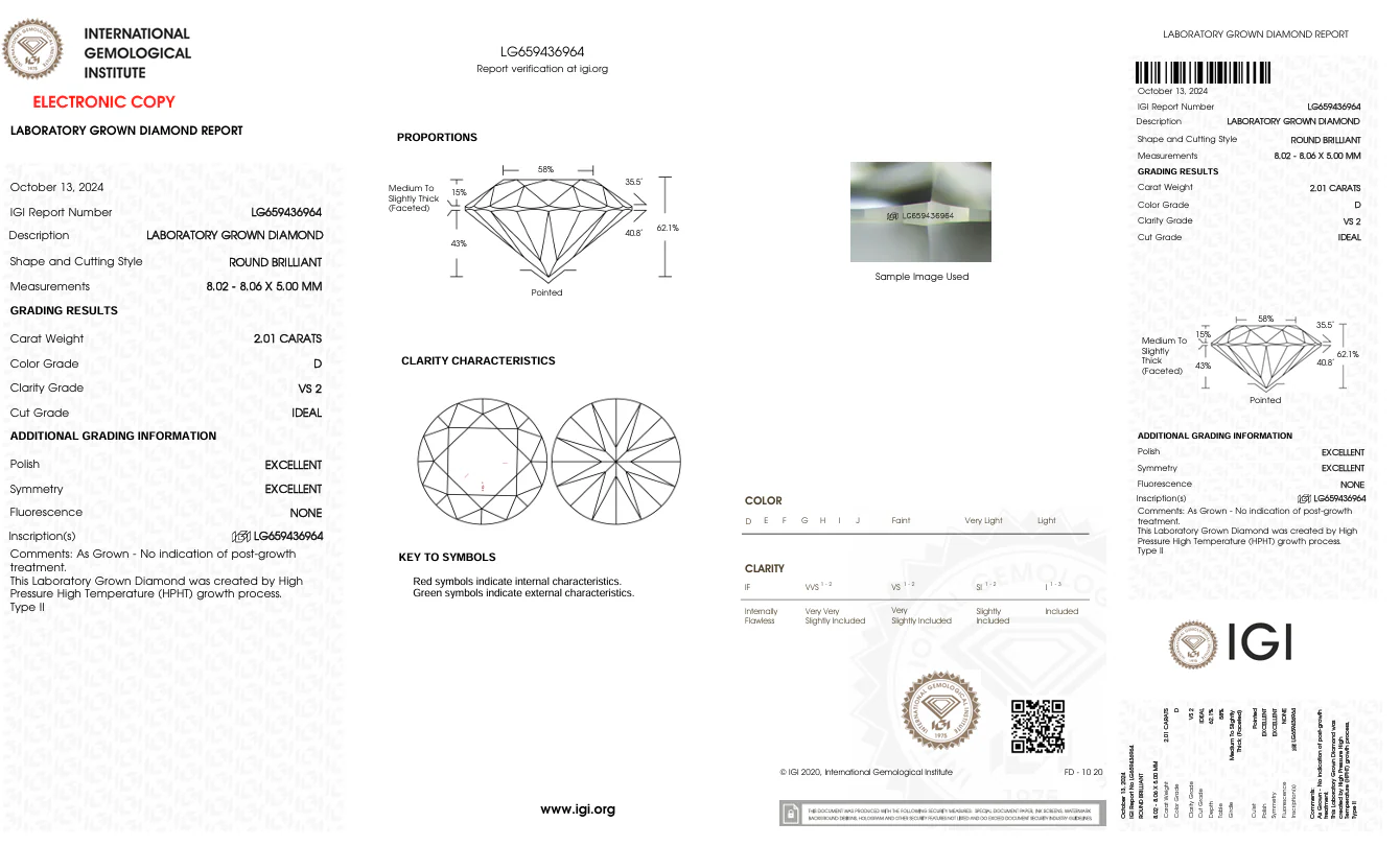 2.01 Carat Round Lab Grown Diamond, VS2/D - Image 2