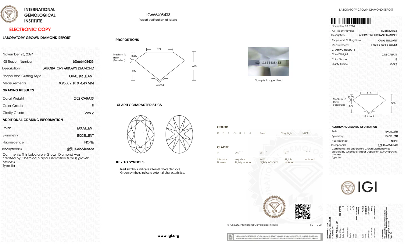 2.02 Carat Oval Lab Grown Diamond, VVS2/E - Image 2