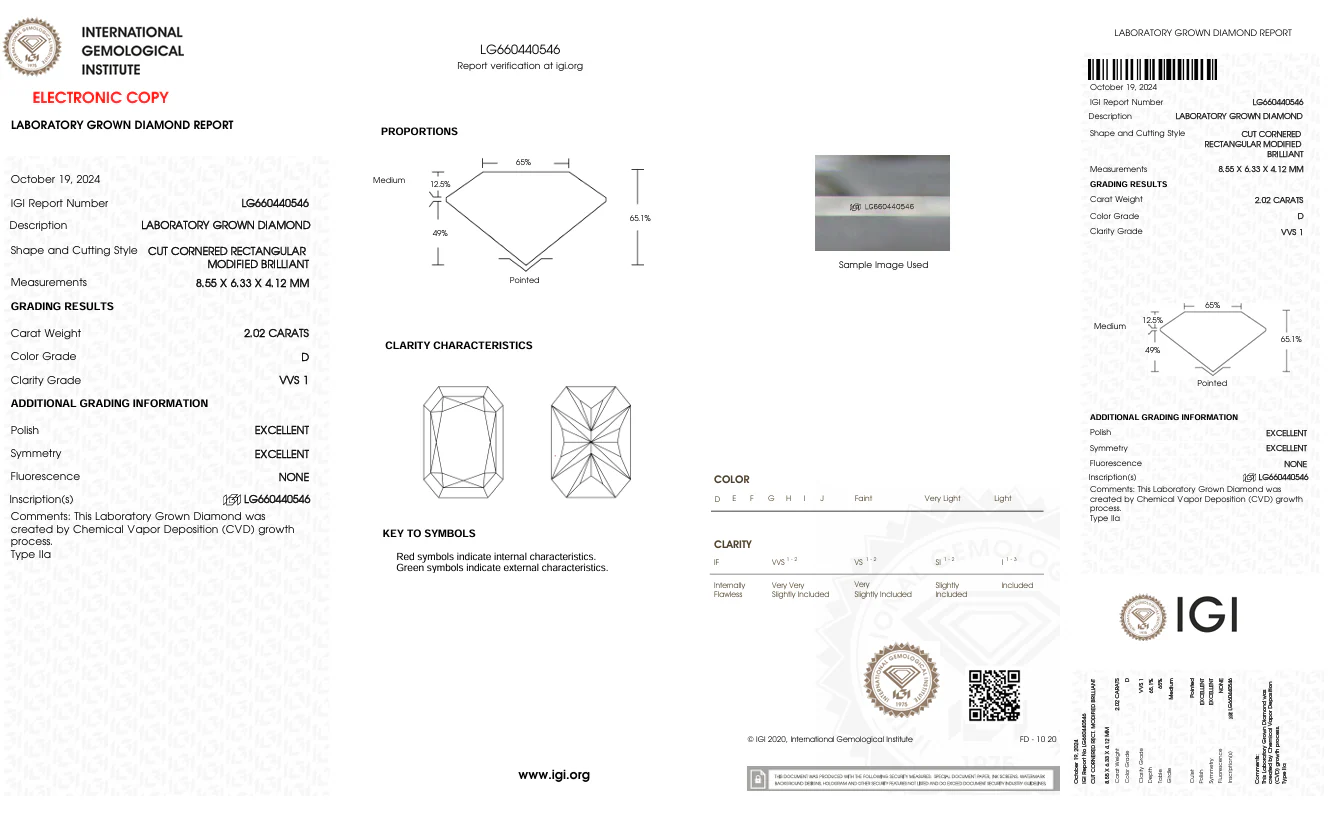 2.02 Carat Radiant Lab Grown Diamond, VVS1/D - Image 2