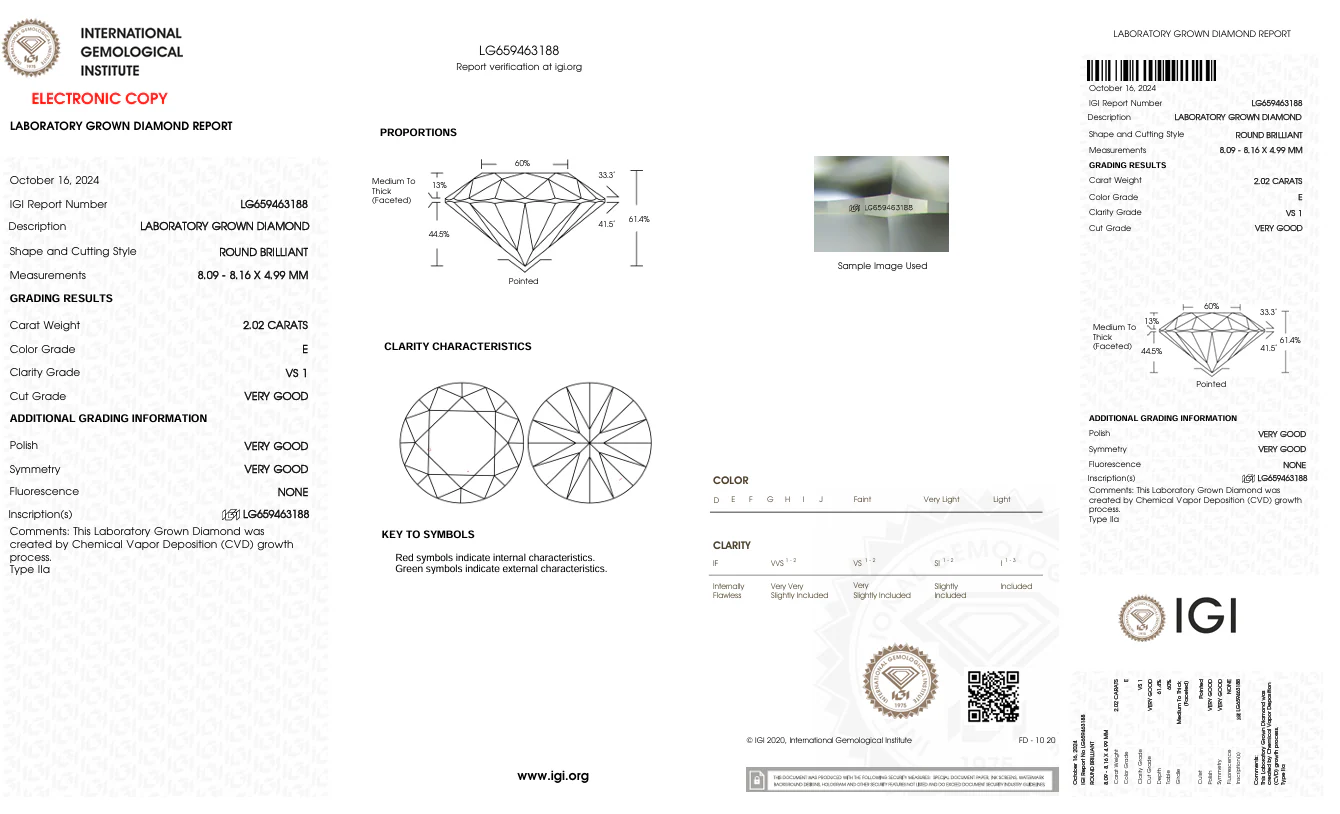 2.02 Carat Round Lab Grown Diamond, VS1/E - Image 2