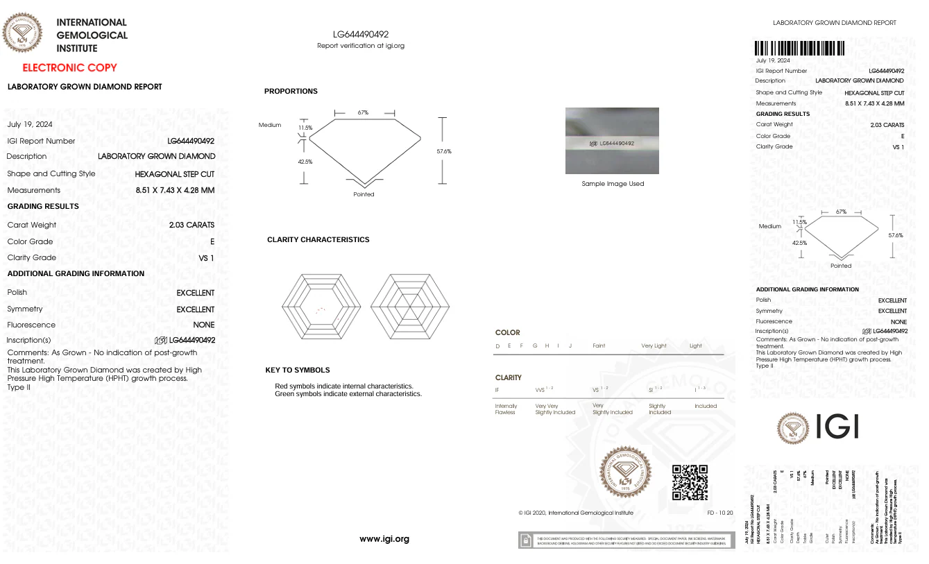 2.03 Carat Hexagonal Lab Grown Diamond, VS1/E - Image 2