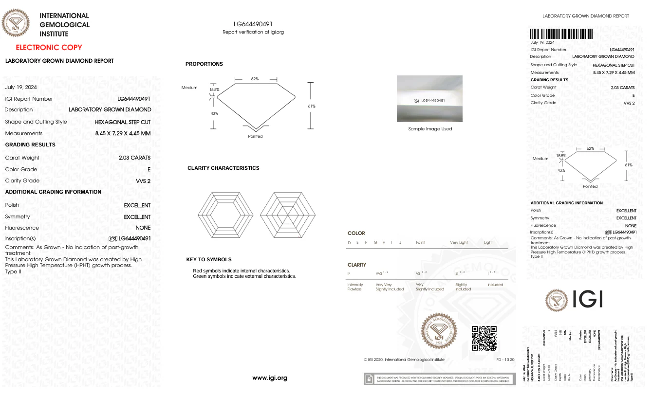 2.03 Carat Hexagonal Lab Grown Diamond, VVS2/E - Image 2