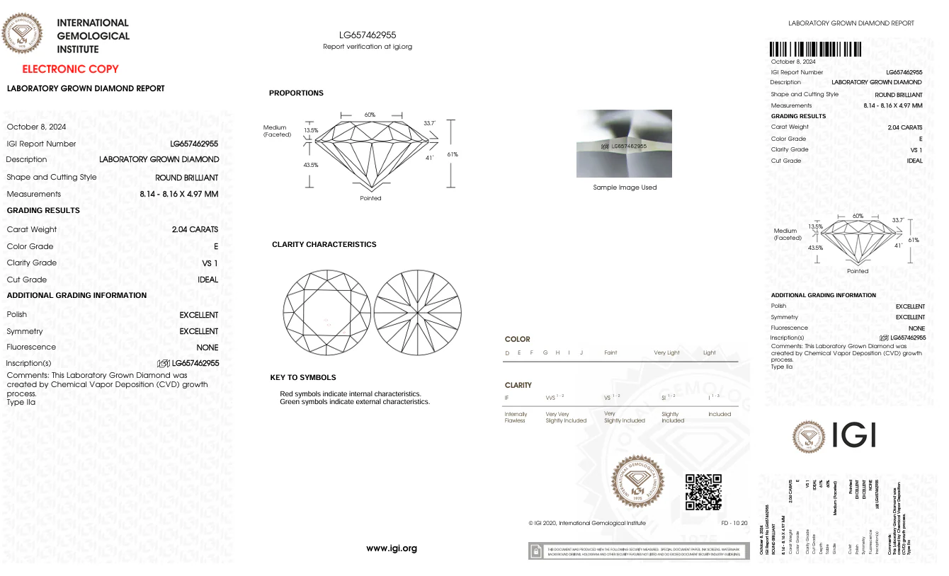 2.04 Carat Round Lab Grown Diamond, VS1/E - Image 2