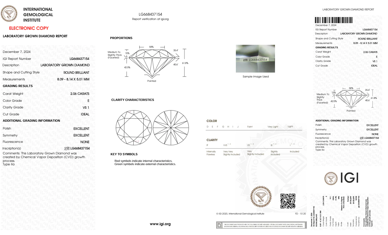 2.06 Carat Round Lab Grown Diamond, VS1/E - Image 2