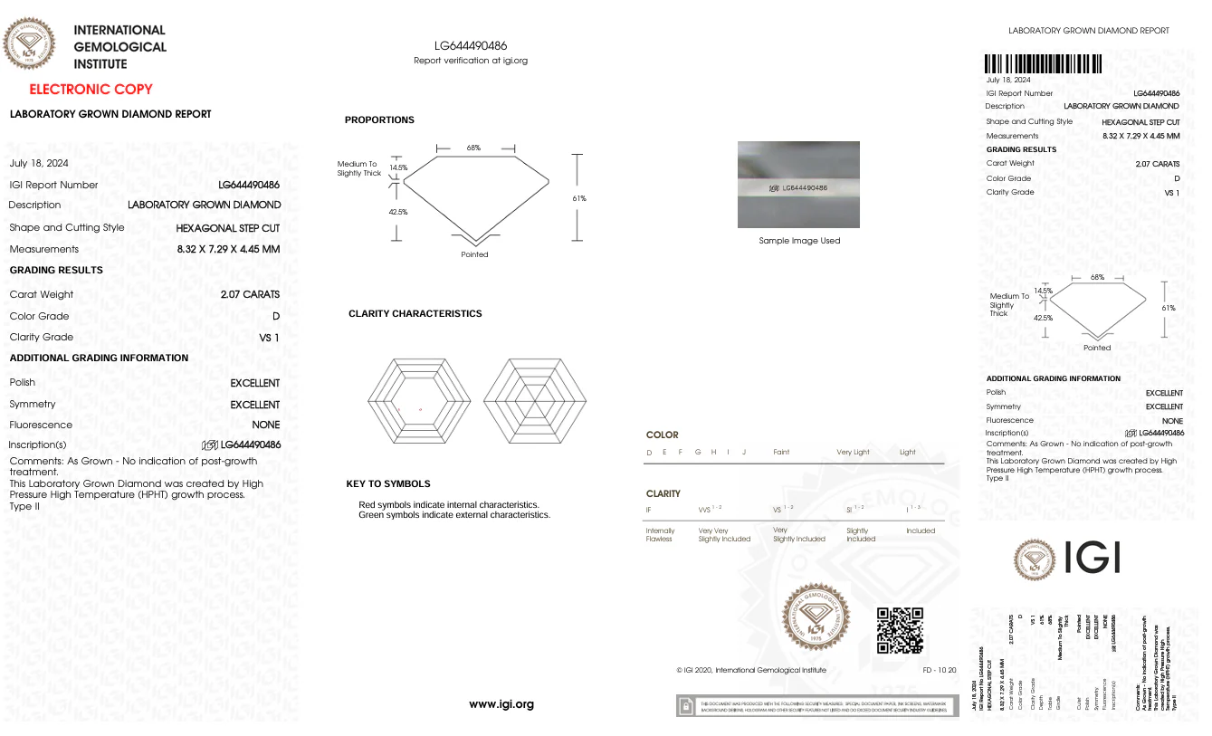 2.07 Carat Hexagonal Lab Grown Diamond, VS1/D - Image 2