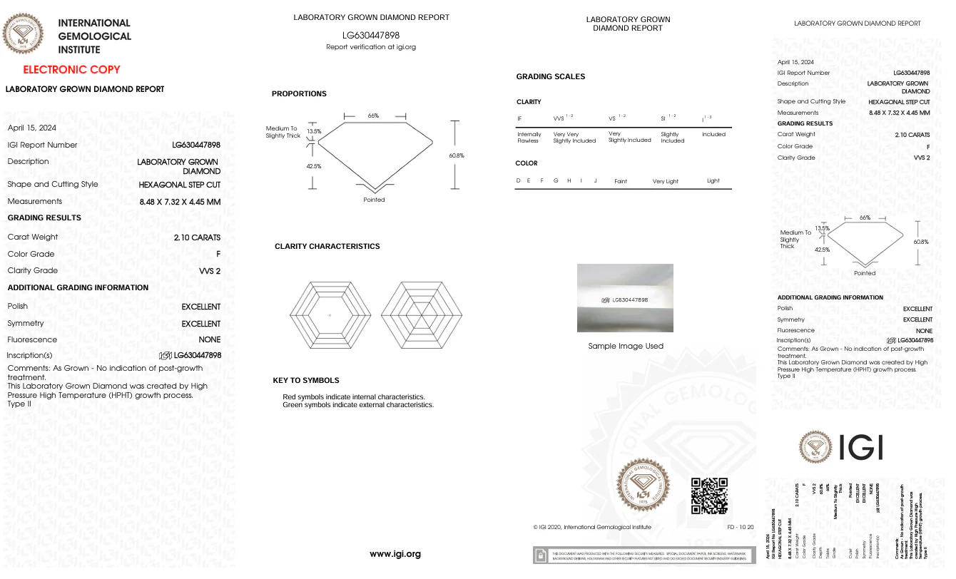 2.1 Carat Hexagonal Lab Grown Diamond, VVS2/F - Image 2