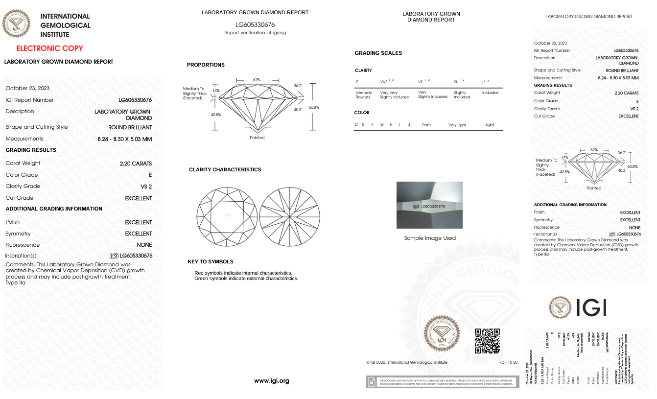 2.2 Carat Round Lab Grown Diamond, VS2/E - Image 2