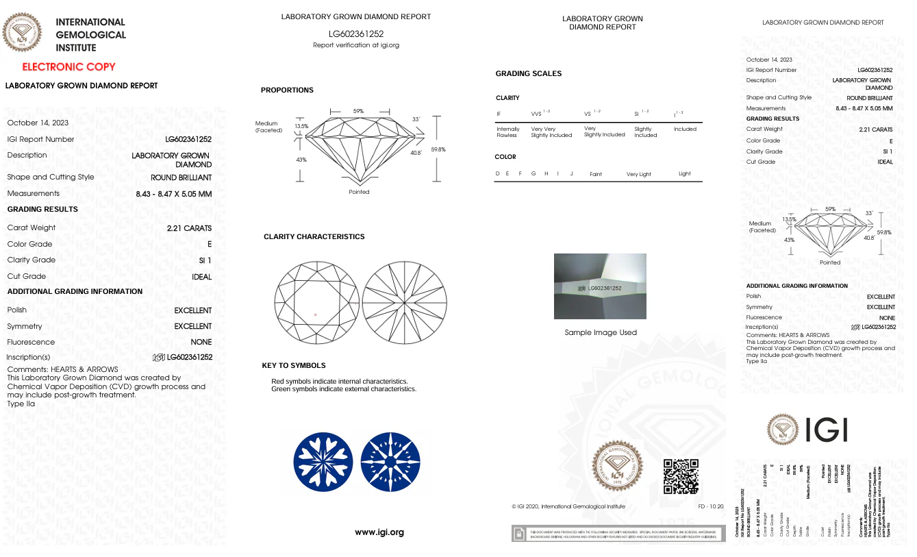2.21 Carat Round Lab Grown Diamond, SI1/E - Image 2