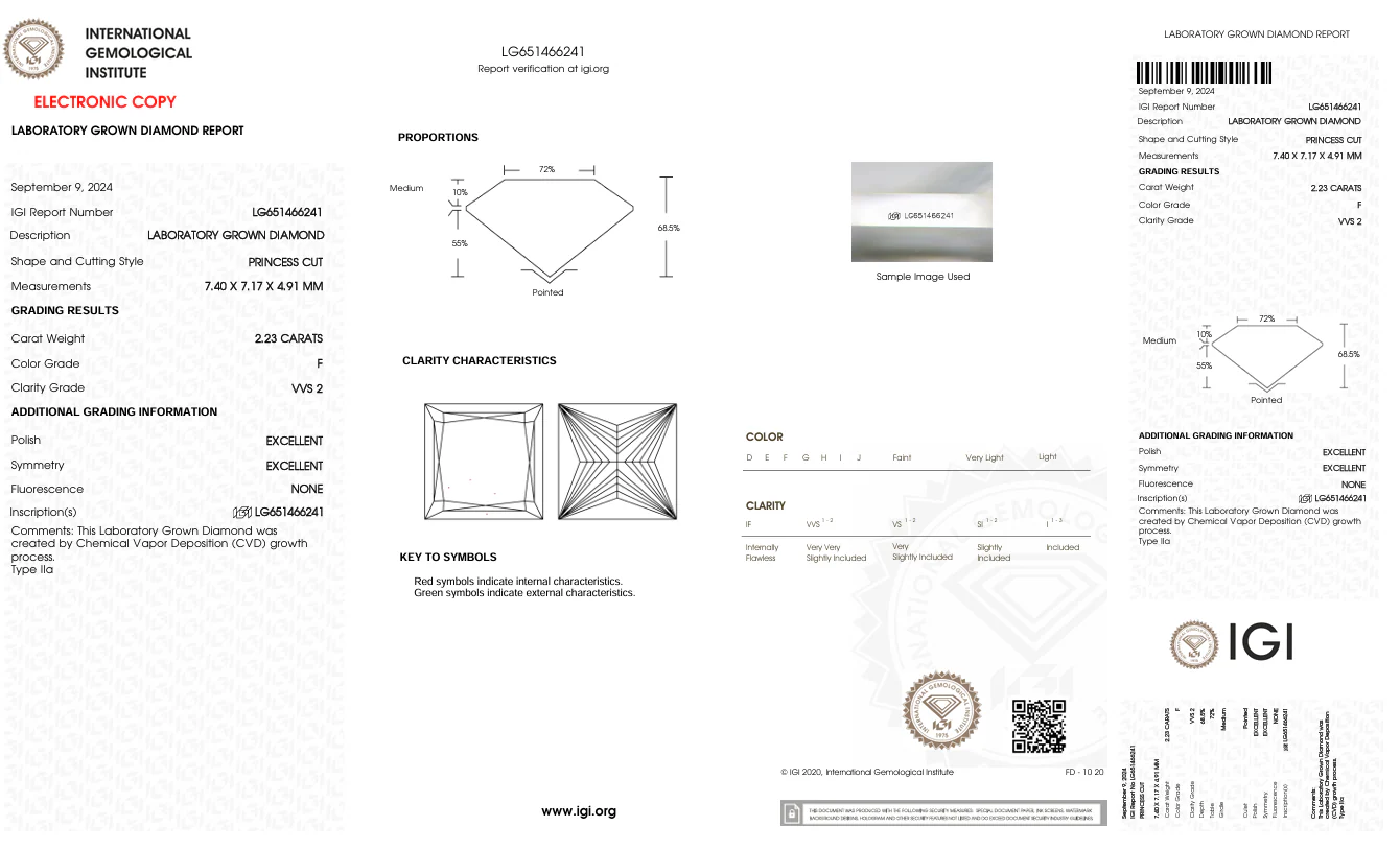 2.23 Carat Princess Lab Grown Diamond, VVS2/F - Image 2