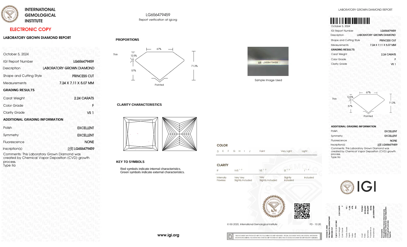 2.24 Carat Princess Lab Grown Diamond, VS1/F - Image 2