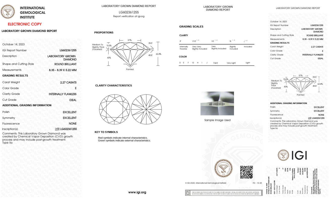 2.27 Carat Round Lab Grown Diamond, IF/E - Image 2