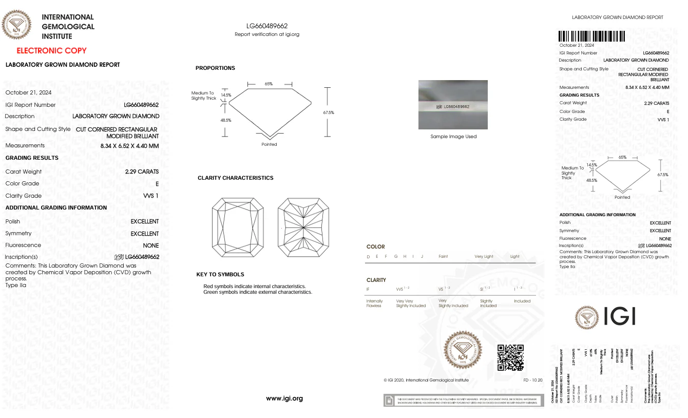 2.29 Carat Radiant Lab Grown Diamond, VVS1/E - Image 2