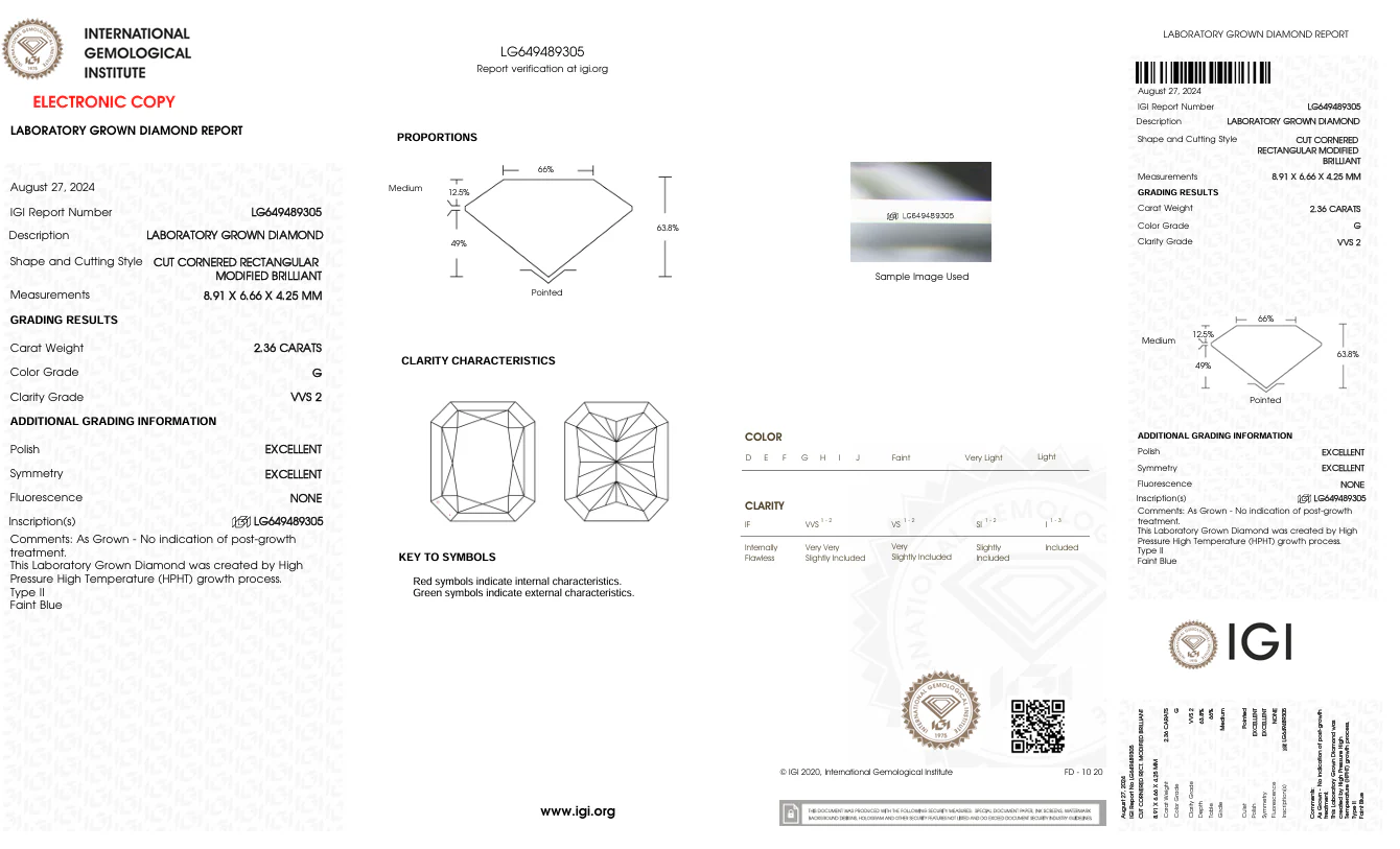 2.36 Carat Radiant Lab Grown Diamond, VVS2/G - Image 2