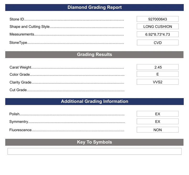 2.45 Carat Long Cushion Lab Grown Diamond,VVS2/E - Image 2
