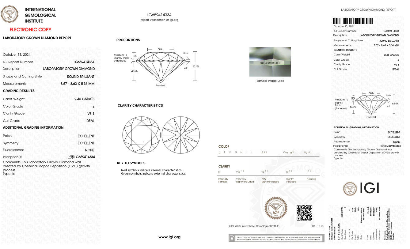 2.46 Carat Round Lab Grown Diamond, VS1/E - Image 2