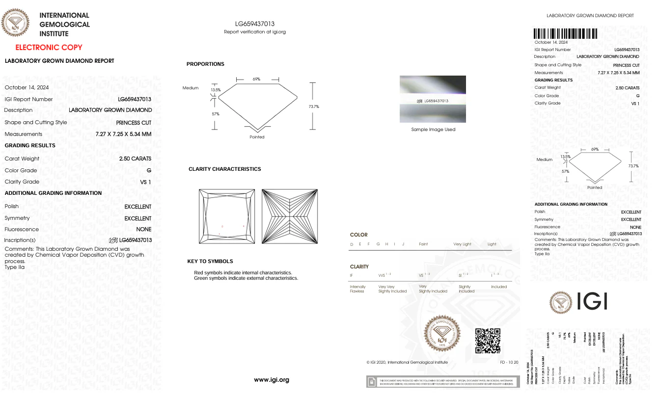 2.5 Carat Princess Lab Grown Diamond, VS1/G - Image 2