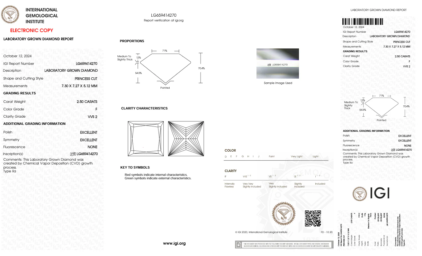 2.5 Carat Princess Lab Grown Dimond, VVS2/F - Image 2