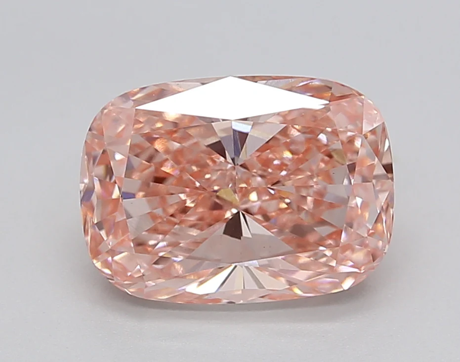 2.52 Carat Long Cushion Lab Grown Diamond, VS1/FANCY VIVID PINK