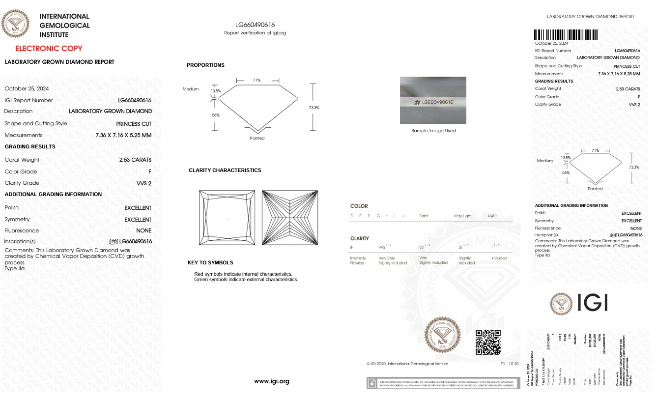 2.53 Carat Princess Lab Grown Diamond, VVS2/F - Image 2