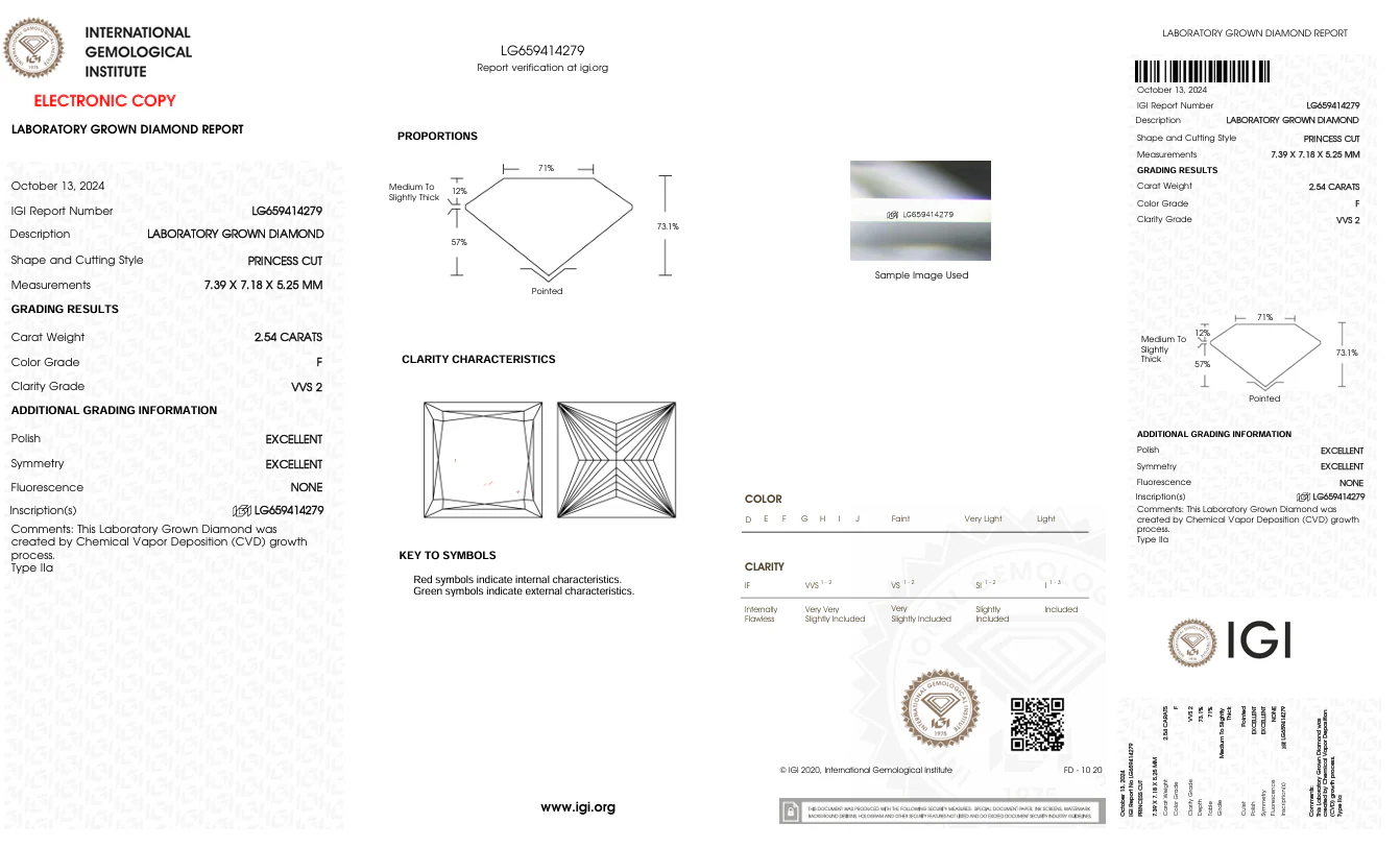 2.54 Carat Princess Lab Grown Diamond, VVS2/F - Image 2