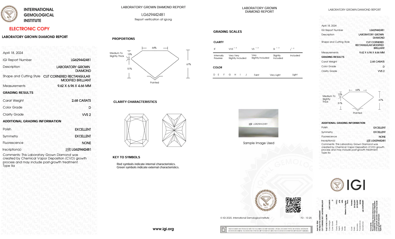 2.68 Carat Radiant Lab Grown Diamond, VVS2/D - Image 2