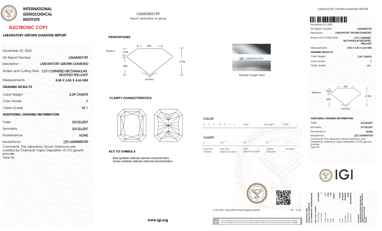 2.69 Carat Radiant Lab Grown Diamond, VS1/F - Image 2