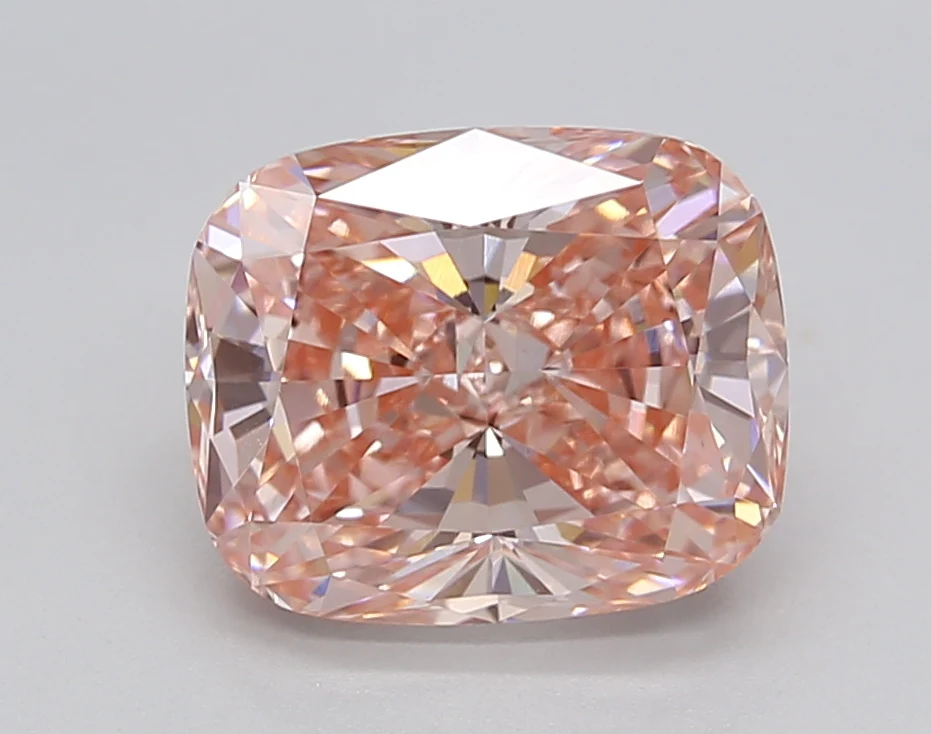 2.77 Carat Long Cushion Lab Grown Diamond, VS1/FANCY VIVID PINK