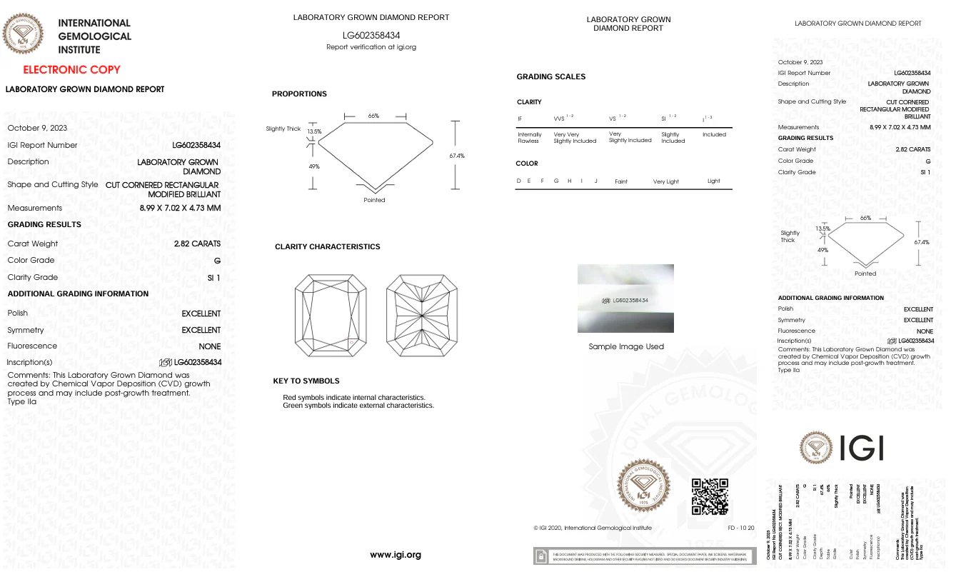 2.82 Carat Radiant Lab Grown Diamond, SI1/G - Image 2