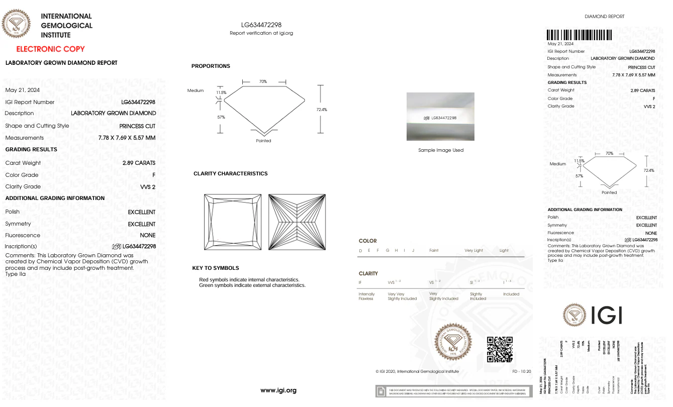 2.89 Carat Princess Lab Grown Diamond, VVS2/F - Image 2