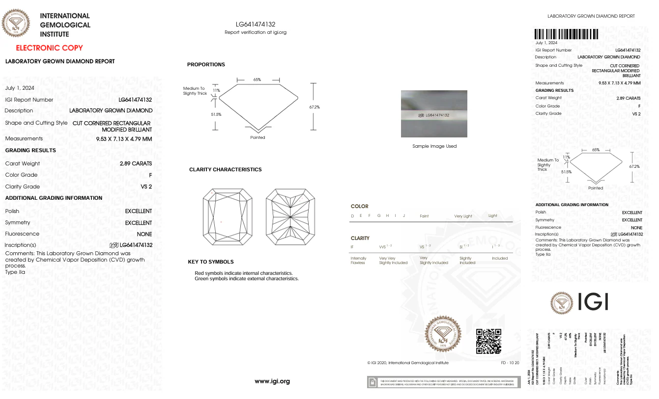 2.89 Carat Radiant Lab Grown Diamond, VS2/F - Image 2