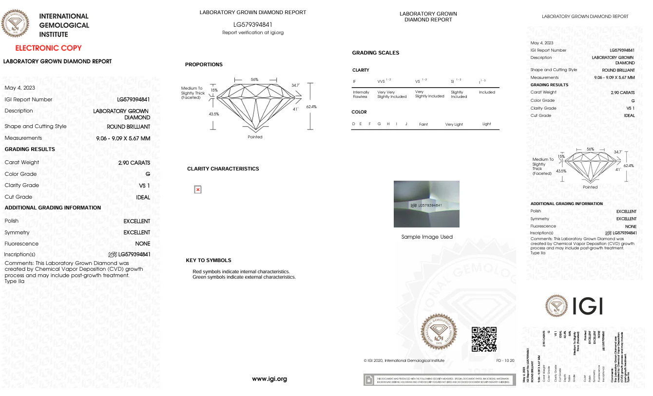 2.9 Carat Round Lab Grown Diamond, VS1/G - Image 2