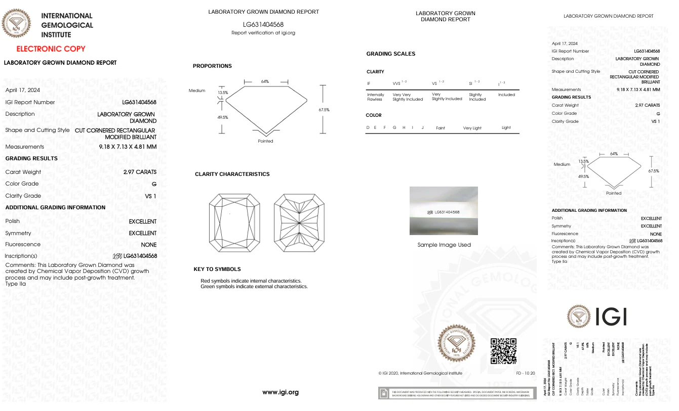 2.97 Carat Radiant Lab Grown Diamond,VS1/G - Image 2