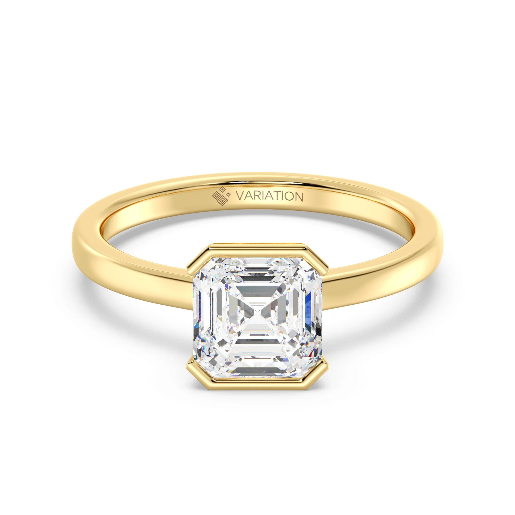 2 Carat Asscher Cut Lab Grown Diamond Solitaire Ring in 18K Gold
