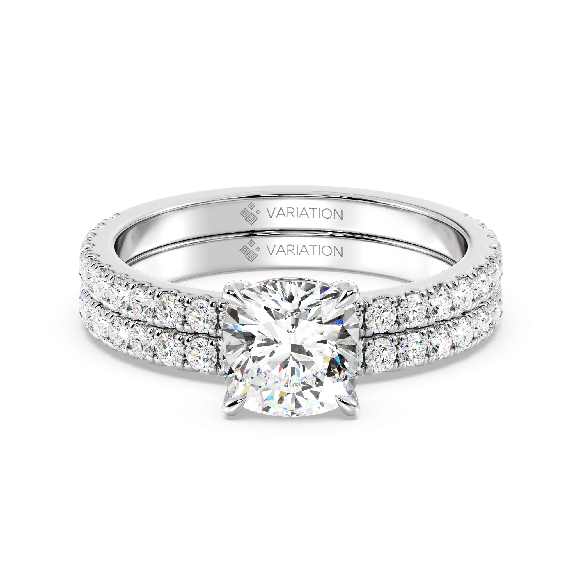 2 Carat Cushion Cut Lab Grown Diamond Engagement Ring with Wedding Band Set in 18K Gold - Image 11