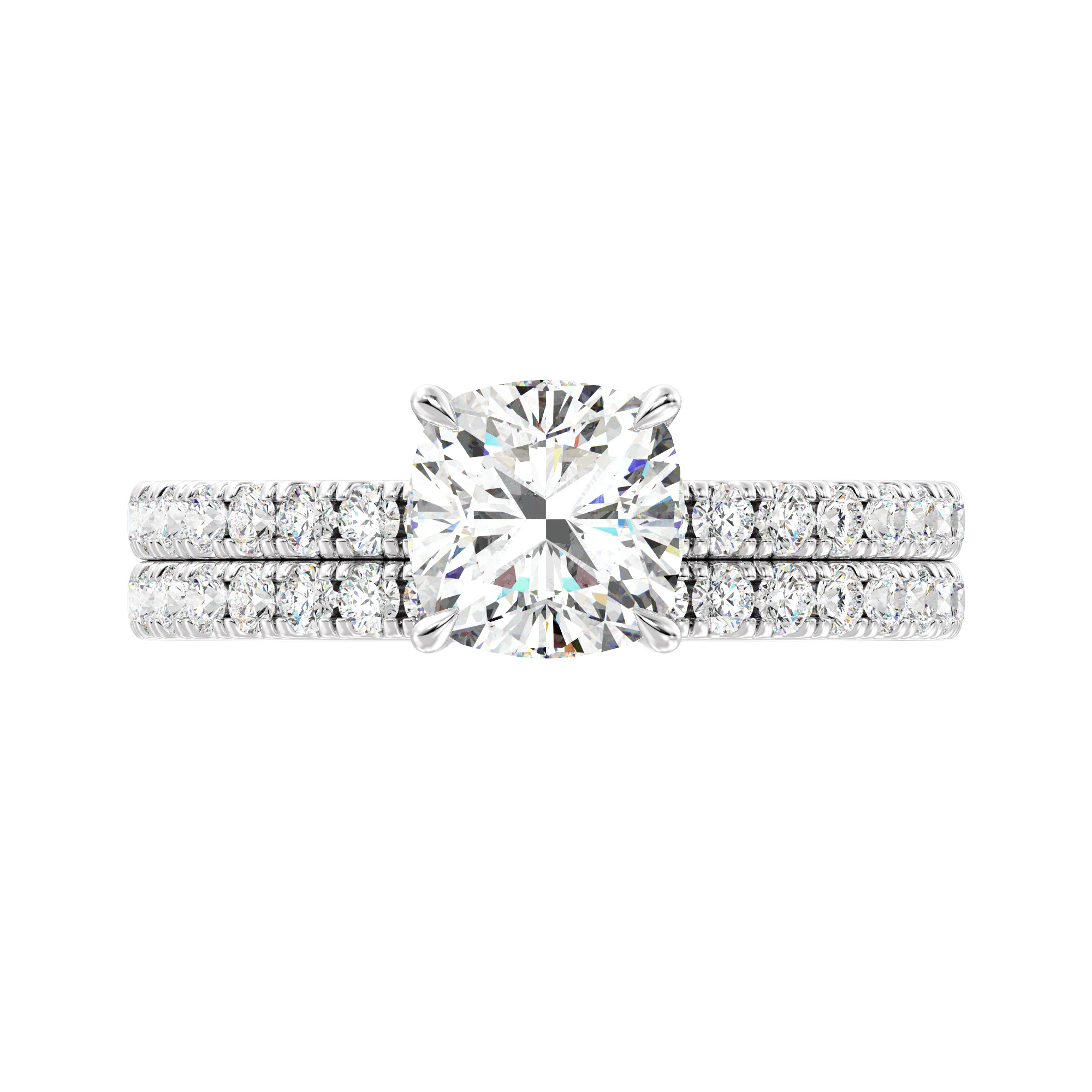2 Carat Cushion Cut Lab Grown Diamond Engagement Ring with Wedding Band Set in 18K Gold - Image 13