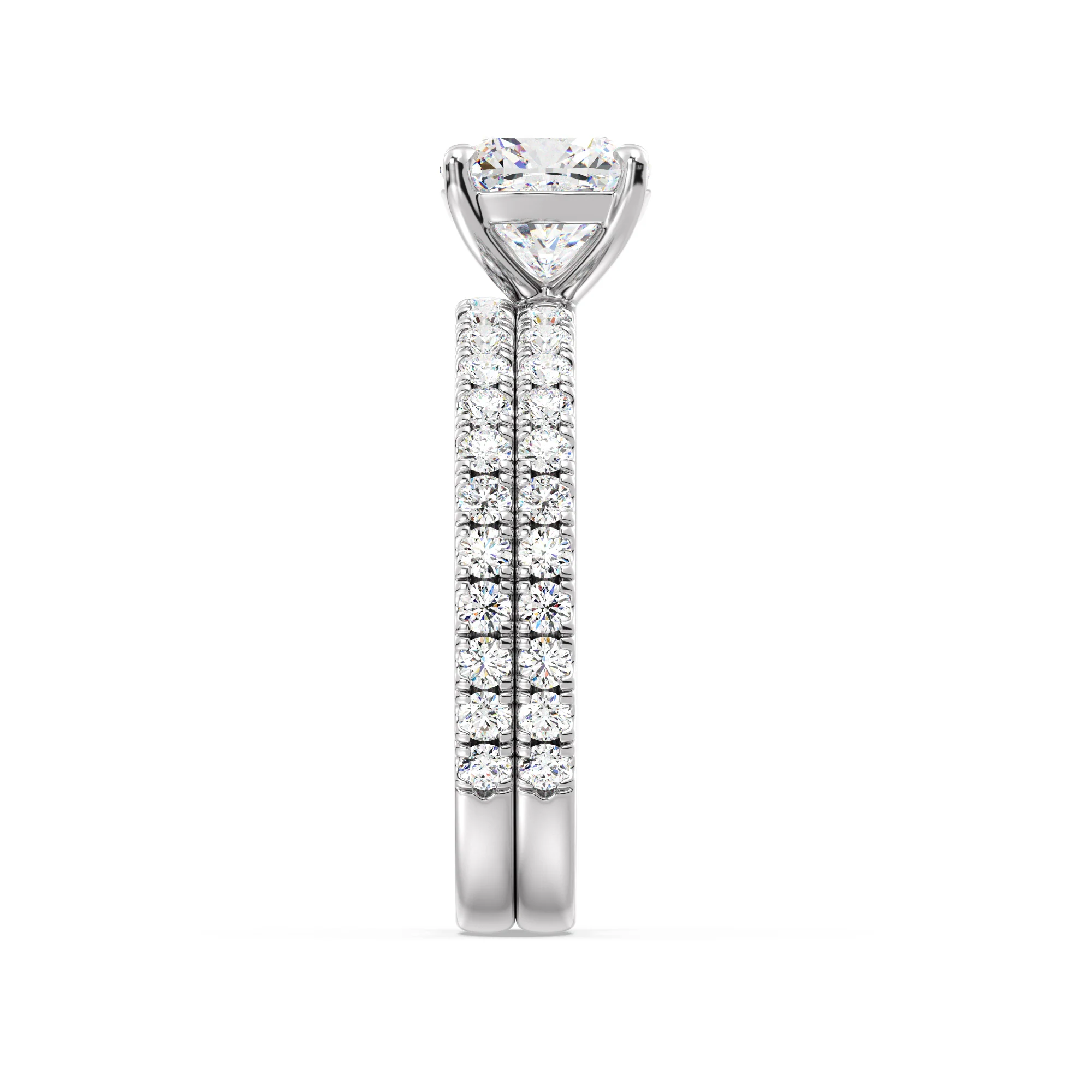 2 Carat Cushion Cut Lab Grown Diamond Engagement Ring with Wedding Band Set in 18K Gold - Image 15
