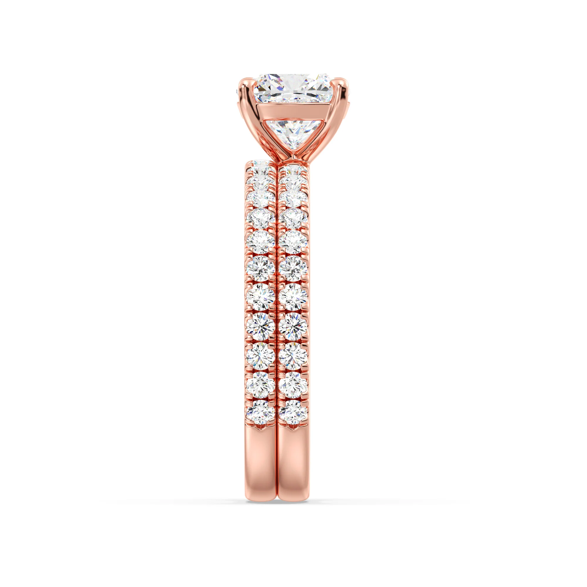 2 Carat Cushion Cut Lab Grown Diamond Engagement Ring with Wedding Band Set in 18K Gold - Image 8