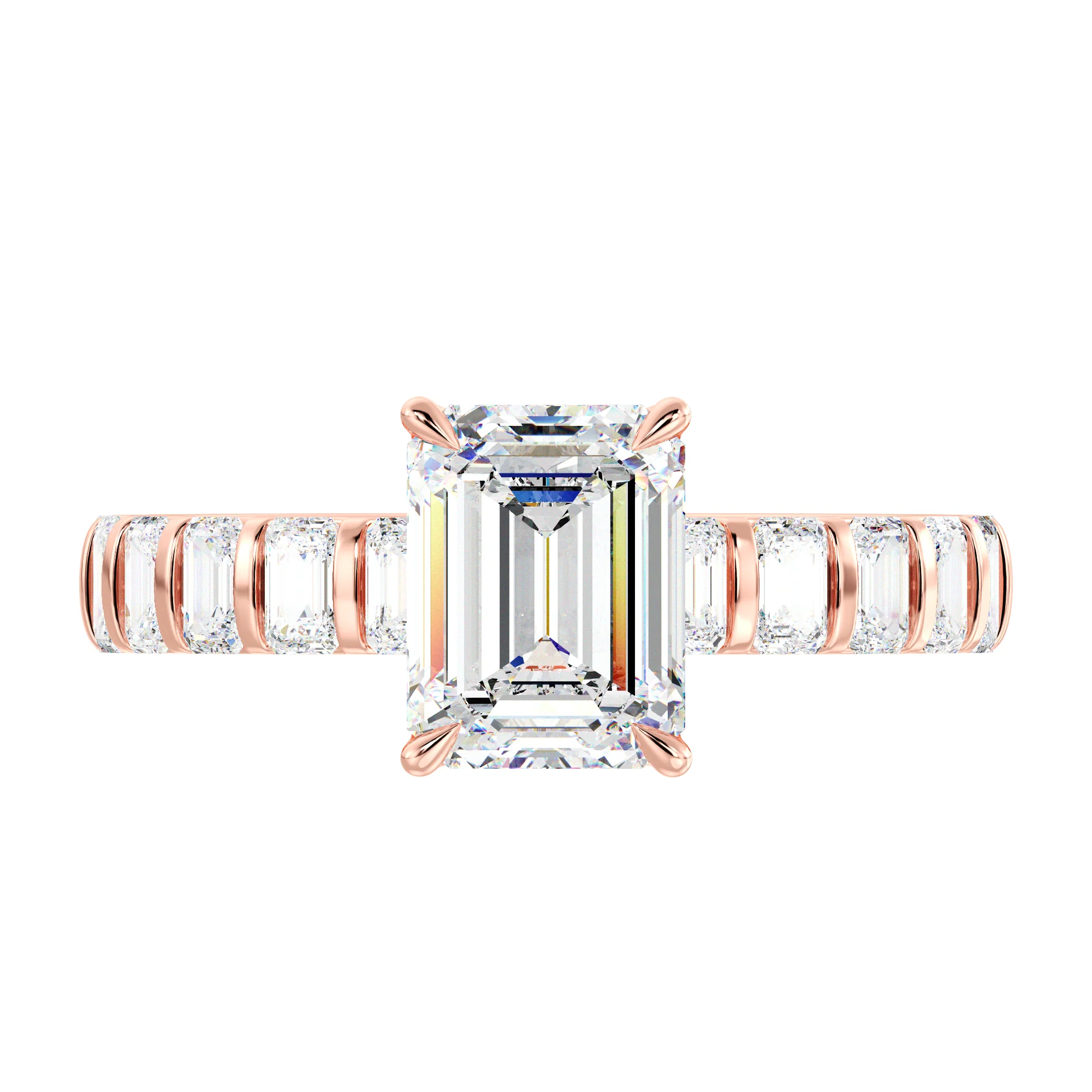 2 Carat Emerald Cut Lab Grown Diamond Engagement Ring in 18K Gold - Image 8
