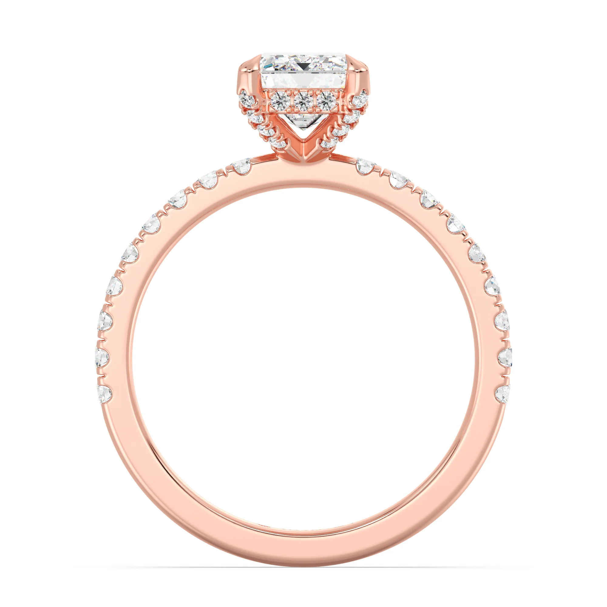 2 Carat Emerald Cut Lab Grown Diamond Engagement Ring with Hidden Halo in 18K Gold - Image 10