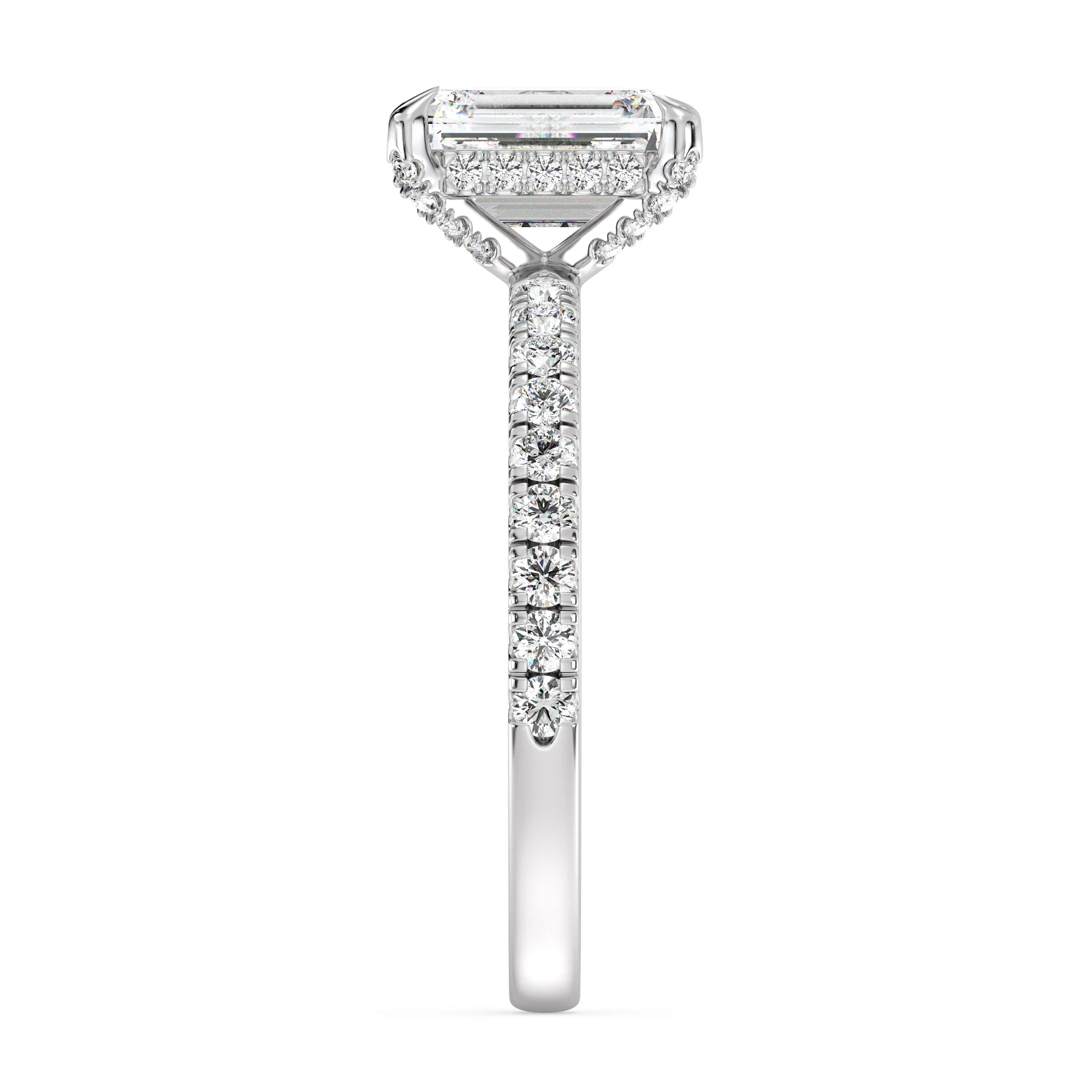 2 Carat Emerald Cut Lab Grown Diamond Engagement Ring with Hidden Halo in 18K Gold - Image 13