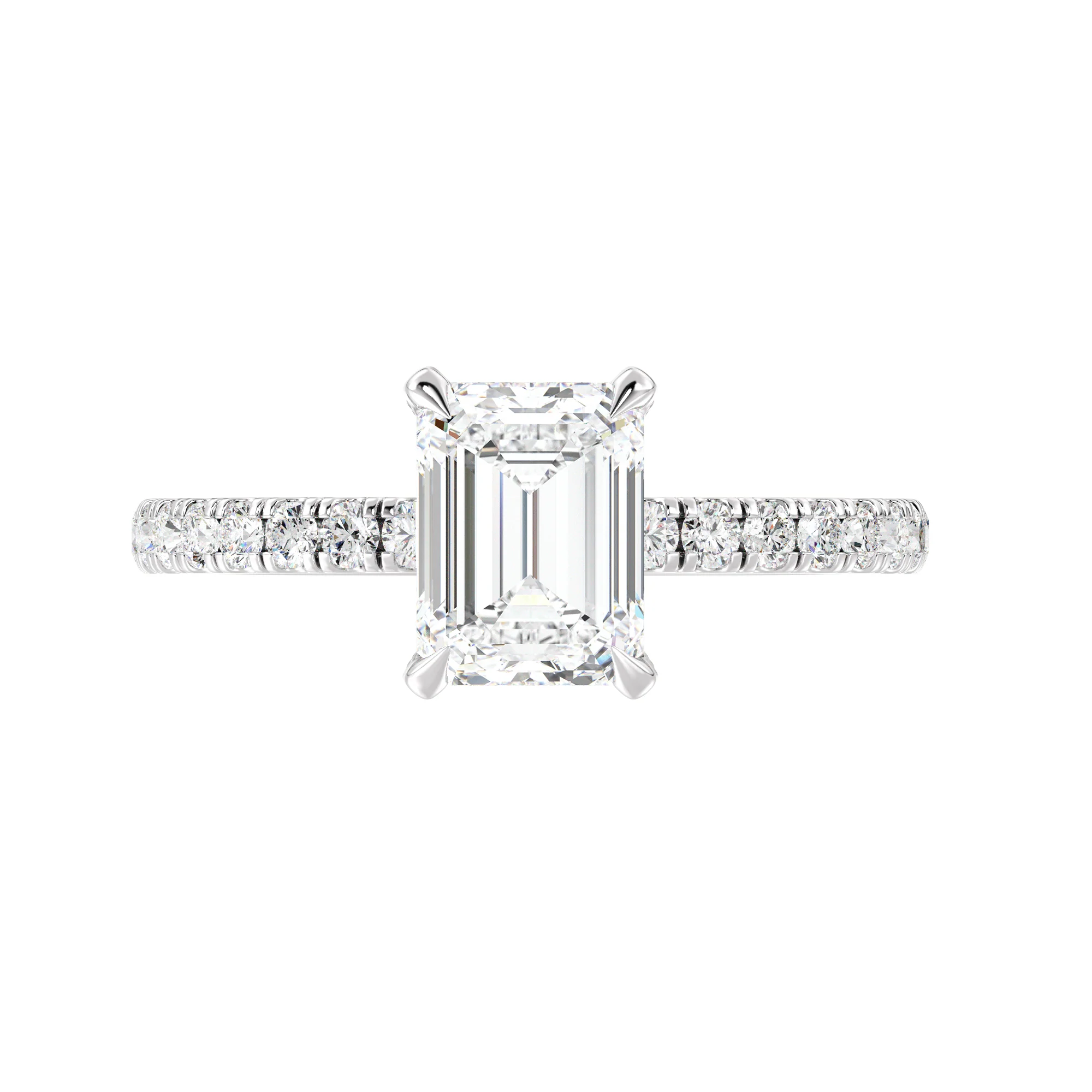 2 Carat Emerald Cut Lab Grown Diamond Engagement Ring with Hidden Halo in 18K Gold - Image 14