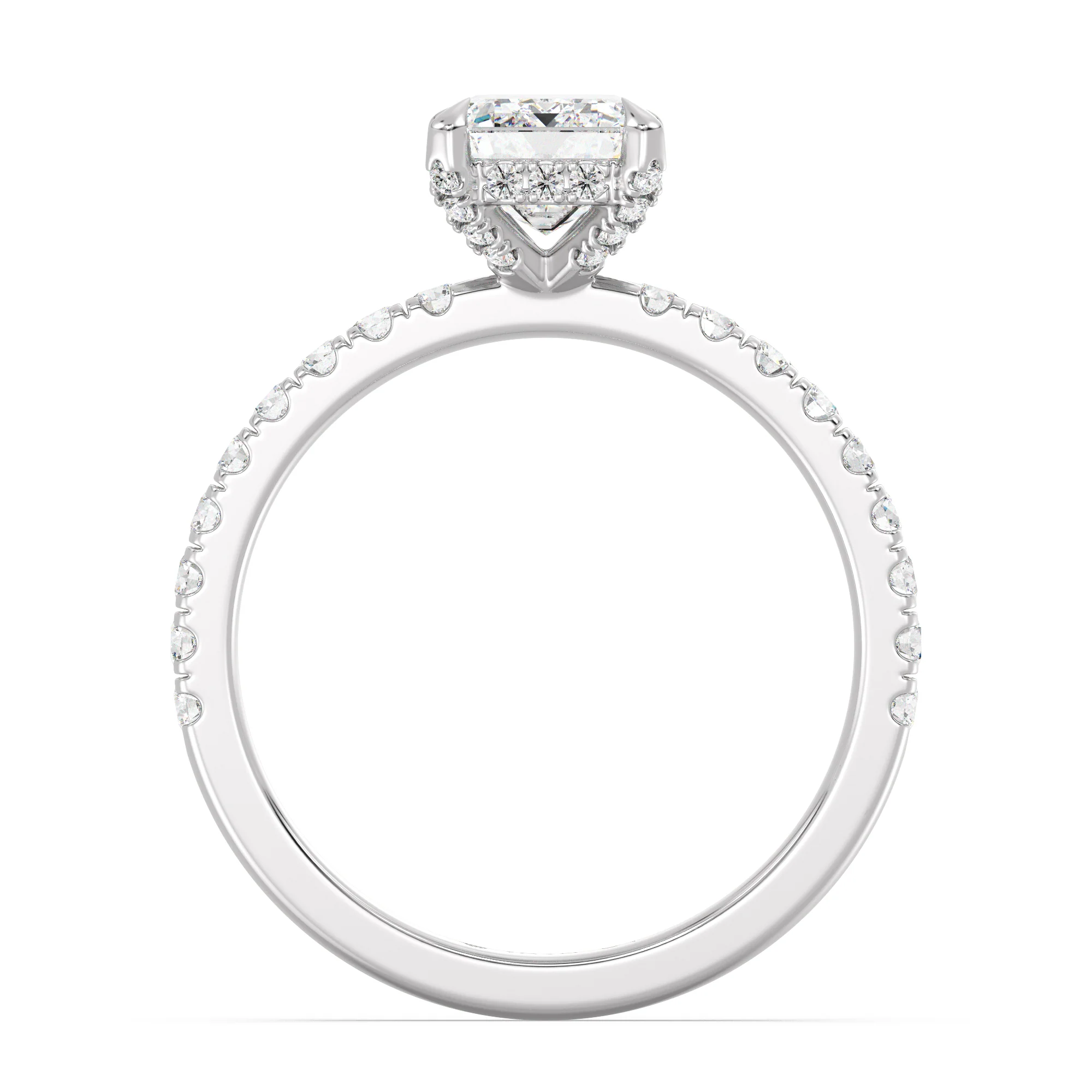 2 Carat Emerald Cut Lab Grown Diamond Engagement Ring with Hidden Halo in 18K Gold - Image 15